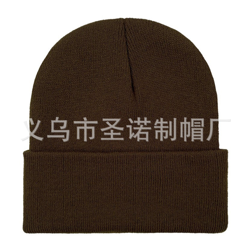 Bordado todo el tablero de luz de color sólido acrílico sombrero de punto europeo y americano otoño e invierno cálido sombrero de lana gorro para hombres y mujeres