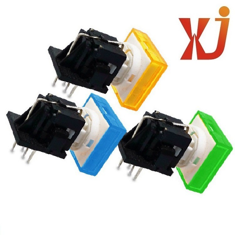 带灯开关 带灯轻触开关  卧式带灯按钮开关 方形按钮带灯开关