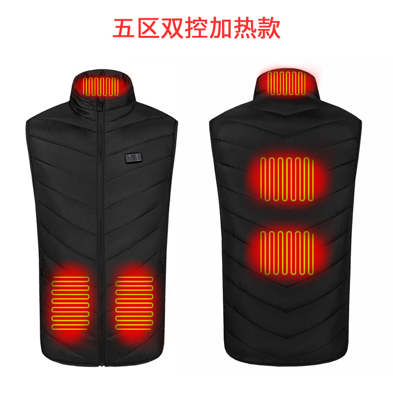 Transfronterizo Doble zona de control 5 Distrito 9 Distrito 11 distrito calefacción chaleco invierno de mediana edad y ancianos inteligente temperatura constante chaleco eléctrico al por mayor