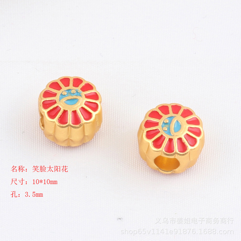 沙金diy配件國潮跨境祥雲烏龜福合金滴油手鍊頭飾項鍊古法金配件