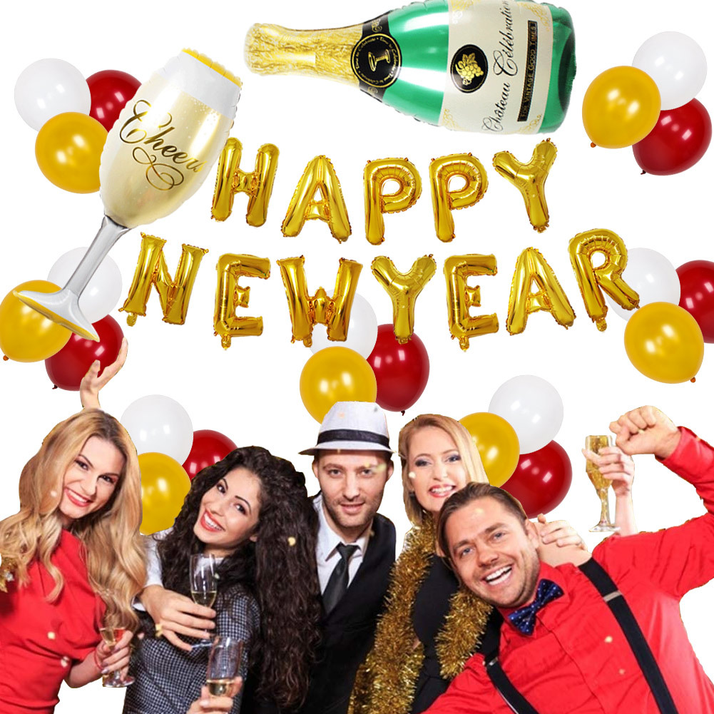 2023 Año Nuevo traje de globo Año Nuevo carta copa de vino botella de vino Año Nuevo fiesta decoración Año Nuevo Reunión Anual Traje de globo