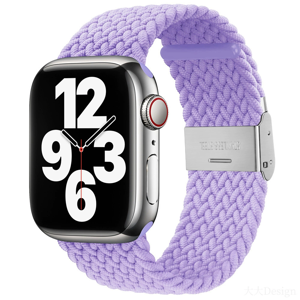 Совместимо с Apple Watch 5-6-7-8-9-10 поколения Snap-on нейлоновый плетёный ремешок iWatch S10 регулируемый браслет