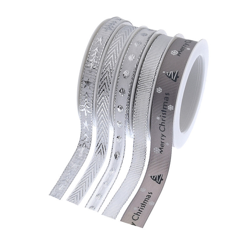 Nuevo paquete de regalo de impresión transfronteriza de cintas de Navidad de decoración de árbol de Navidad bordado jacquard set