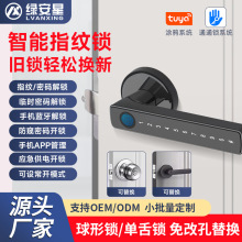 跨境指纹球形锁分体式涂鸦酒店公寓密码锁一握即开智能指纹门锁