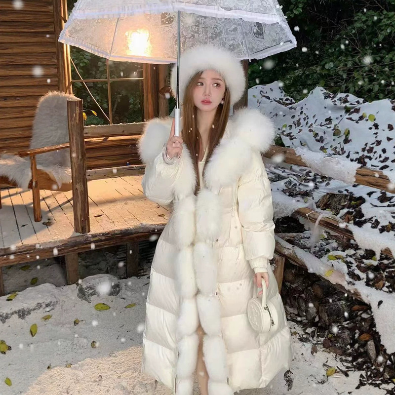 Women's Winter Detachable Natural Real Fox Fur Collar Down Jacket, New Niche Design, Fashionable and Warm Coat