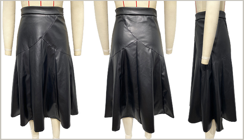 New European and American Style High Waisted Mid Length Pleated Skirt for Women in Spring 2024_voghion.com