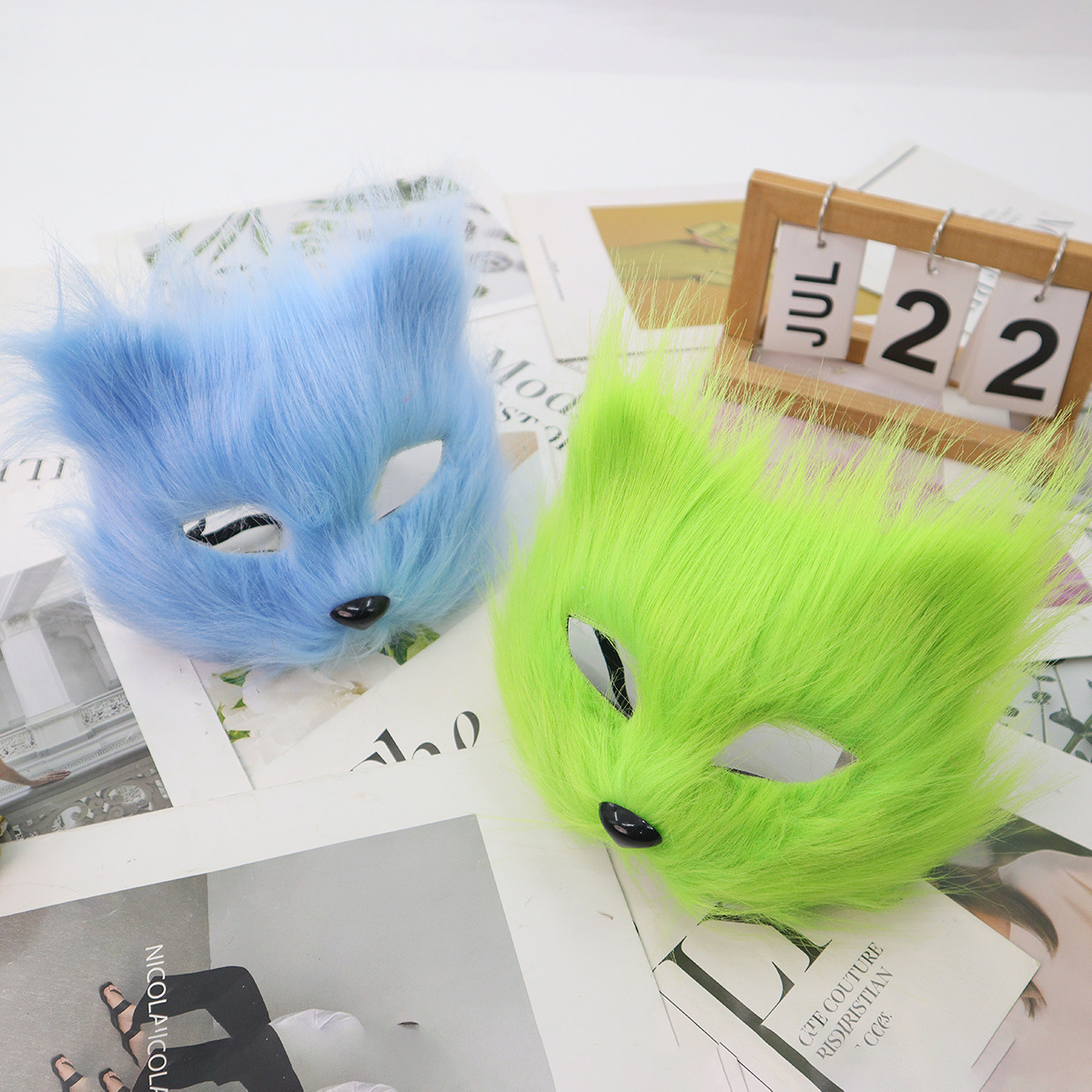 Halloween nuevo medio cara zorro máscara de peluche gato fuego props de fiesta maquillaje fábrica de ropa de baile al por mayor