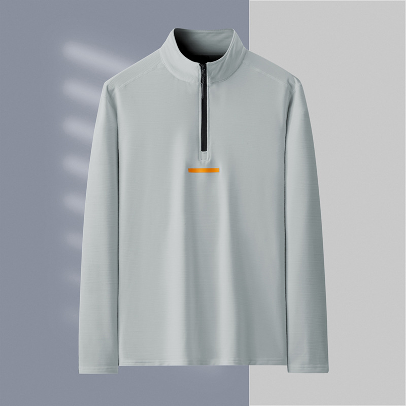Maglietta a maniche lunghe con colletto alto e asciugatura rapida da uomo alla moda, felpa con cappuccio autunnale, allenamento elasticizzato, corsa sportiva, mezza_voghion.com