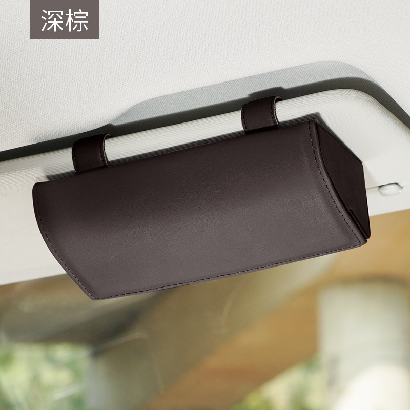 Car Glasses Case, Car Leather Sun Visor, Multi-Functional Storage Bill Holder, Car Sunglasses Case Can Be Ordered with Logo