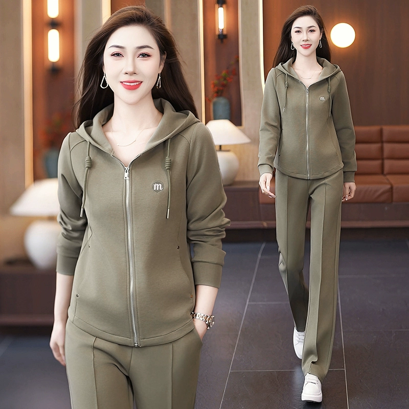 Spring sweatshirt, set, sports suit for elderly, for middle age