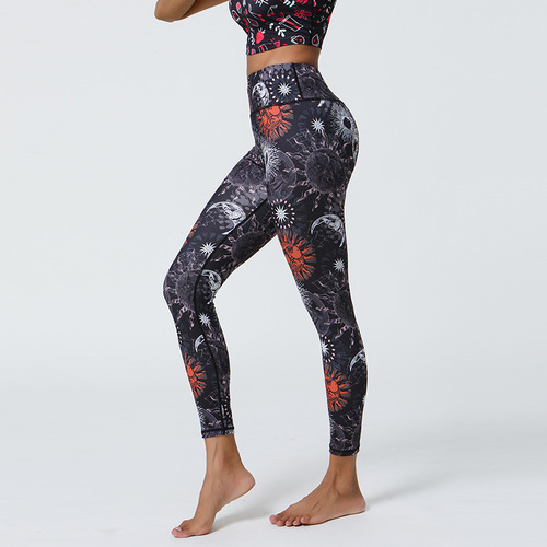 Ecode New Women's Nudist Print Leggings Yoga Pants Slim Cross-border Amazon Sports Fitness Yoga Pants