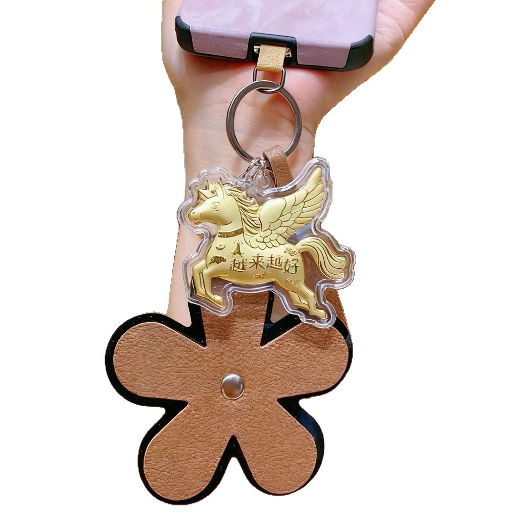 Año del Caballo de oro llavero de automóvil pequeño colgante 999 dinero de inmediato bolso llavero personalizado pequeño regalo