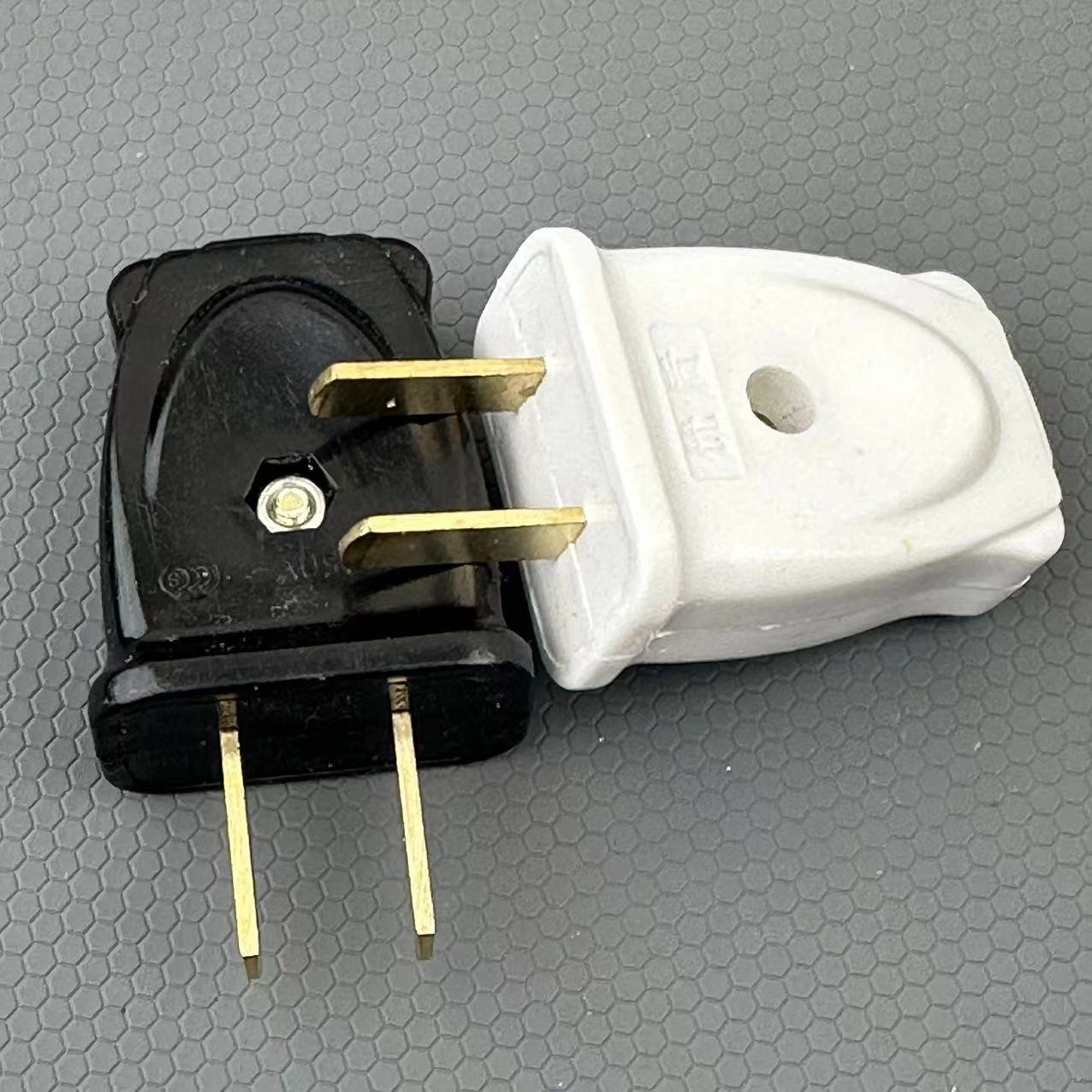 Black two-pin plug two-leg two-item 10a220v power supply two-corner wiring two cutting head 2-hole two-corner plug without wire