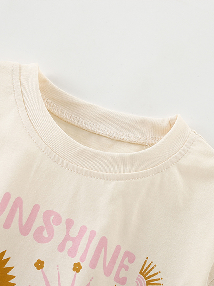 Malwee transfronterizo niñas dos piezas de verano nuevo estilo europeo y americano de niños de cuello redondo camiseta casual pantalones ropa infantil
