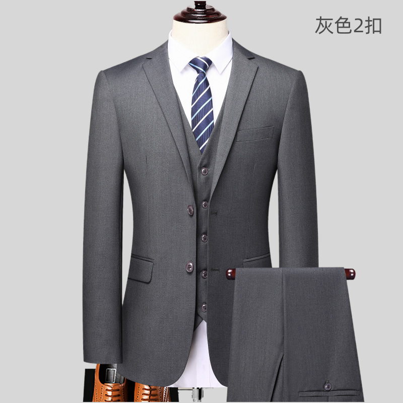 New Style Men's Suits, Professional Jackets, Men's Work Attire, Black, Navy Blue, Gray, Two-Button Formal Trousers