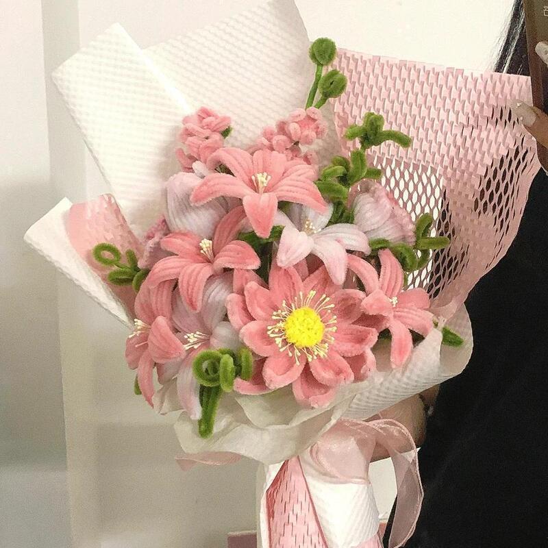 520情人节加密扭扭棒郁金香手工diy材料包自制送女友闺蜜玫瑰花束|undefined