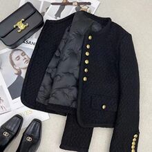羽绒棉服法式粗花呢冬加厚短款感小香风外套女