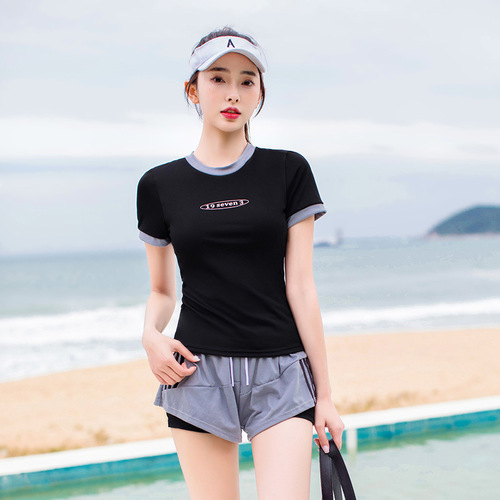 New style swimwear women wholesale sports outdoor one-piece conservative anti-flashlight flesh-proofing briefs two-piece set hot spring swimsuit 