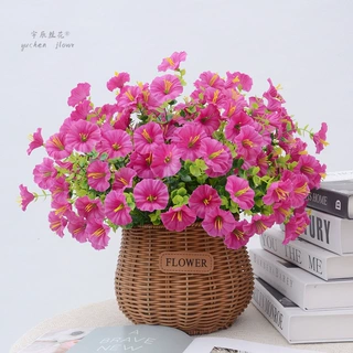 跨境亚马逊仿真尤加利牵牛花人造假花把束家居花园户外装饰塑料花