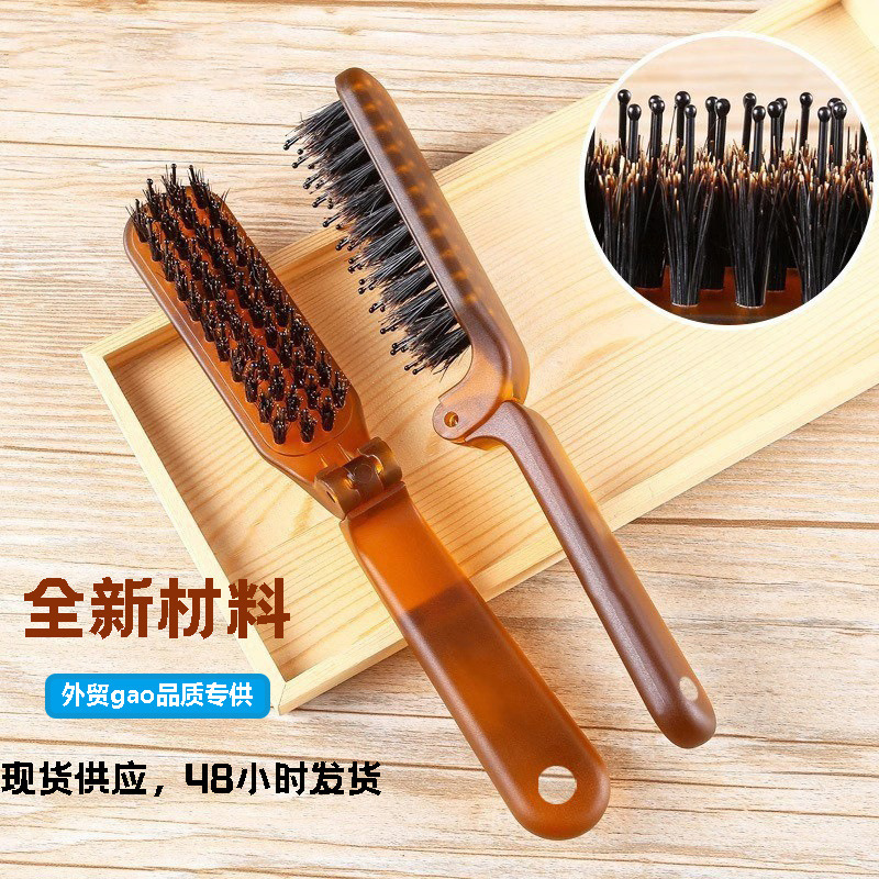 Beautiful Pig Bristle Small Comb for Women, Stackable, Portable, for Bangs, Fine-Toothed, Fluffy, Factory Travel Comb