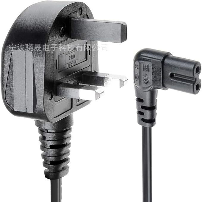 90度倾角 18AWG 2 插头 L 形 C7 电源线，英标电源线八子尾