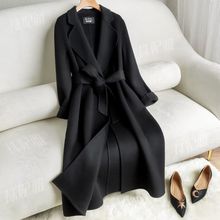 年新款修身西装毛呢子外套秋冬季黑色气质毛呢大衣女长款