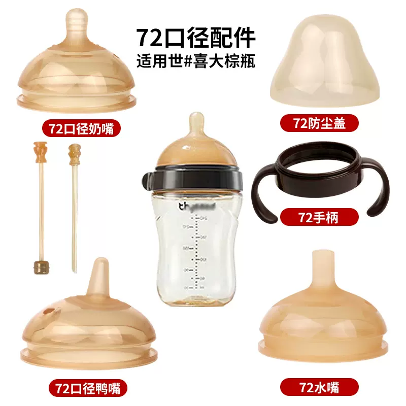 7.2CM奶瓶配件适配世喜大棕瓶奶嘴水嘴鸭嘴手柄重力球防尘盖批发