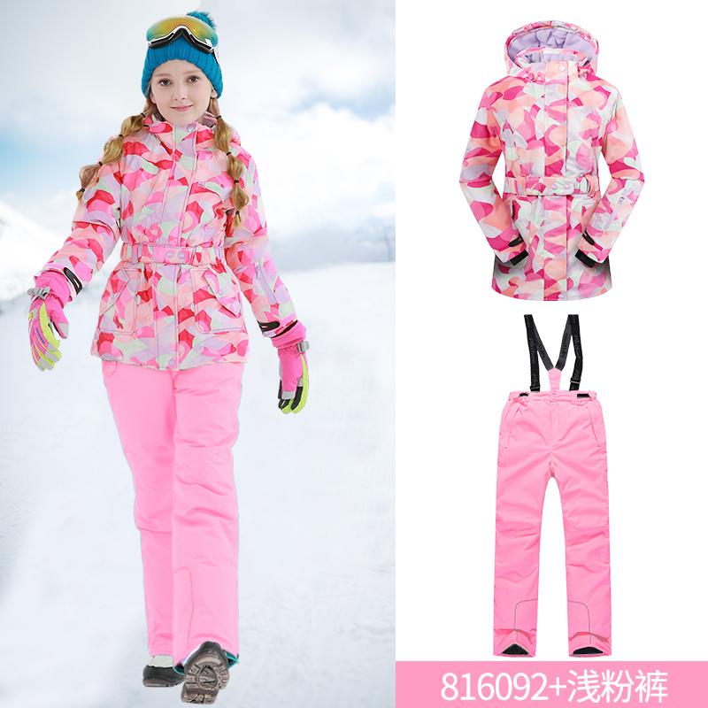 Phoebe elefante trajes de esquí para niños niñas y niños engrosados a prueba de viento conjunto completo de equipos de mujeres para hombres nuevos niños de invierno