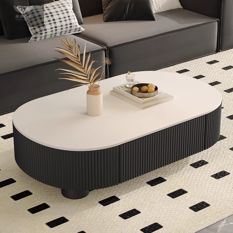 Mesa de té de tabla de roca rectangular ligera de lujo de alto nivel, mesa de té de tabla de roca minimalista italiana, sala de estar doméstica, pequeña casa