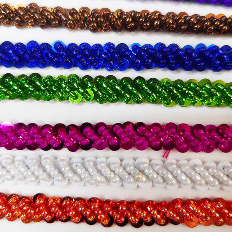 KLHB094斜珠 全 订珠花边 粉红色花边  珠片花边花边批发