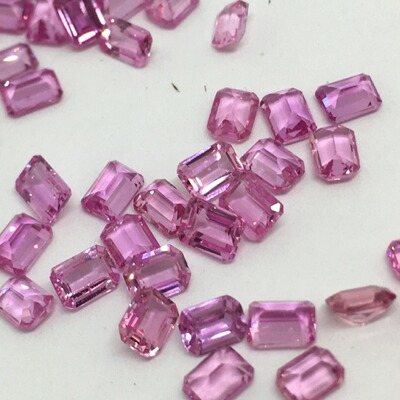 natural powder blue Bao powder Ruby square Emerald cutting princess jewelry natural Ruby