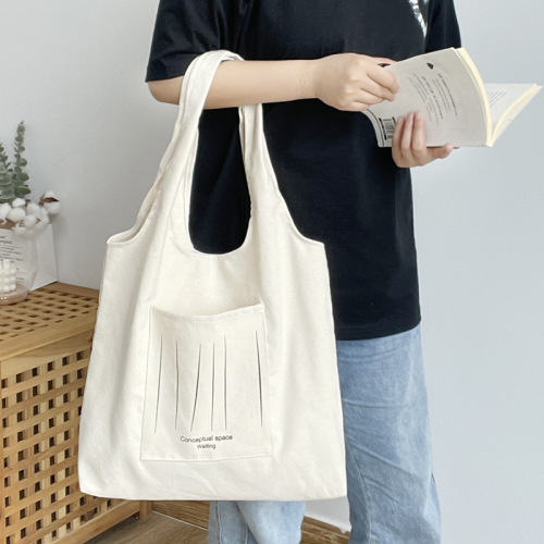 Large capacity yoga portable canvas bag literary travel ins simple fashion literary canvas bag female shoulder student