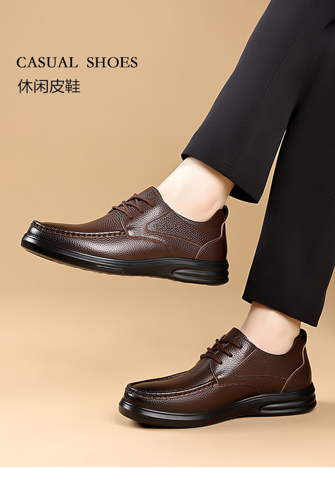 Giày da nam da bò lớp đầu tiên đế mềm, giày lười thường ngày nhẹ nhàng — DT3705 màu nâu, DT3705 màu đen chi tiết 7