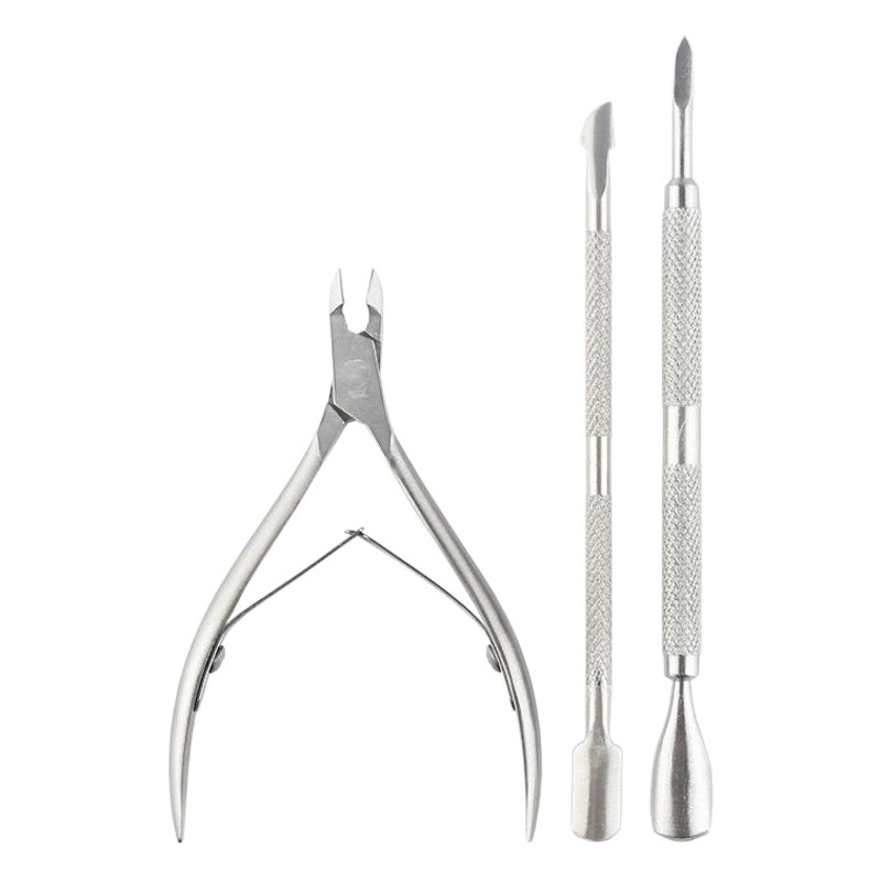 Manicura de acero inoxidable tijeras de piel muerta multifuncional piel muerta empuje piel muerta de tres piezas piel muerta tenedor