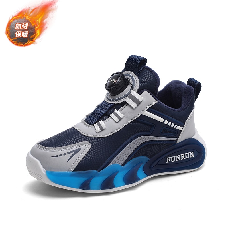 Zapatos infantiles de niñas zapatos deportivos de otoño y invierno 2025, nuevos zapatos de algodón caliente ligero y resistente al desgaste zapatos de botón de niño