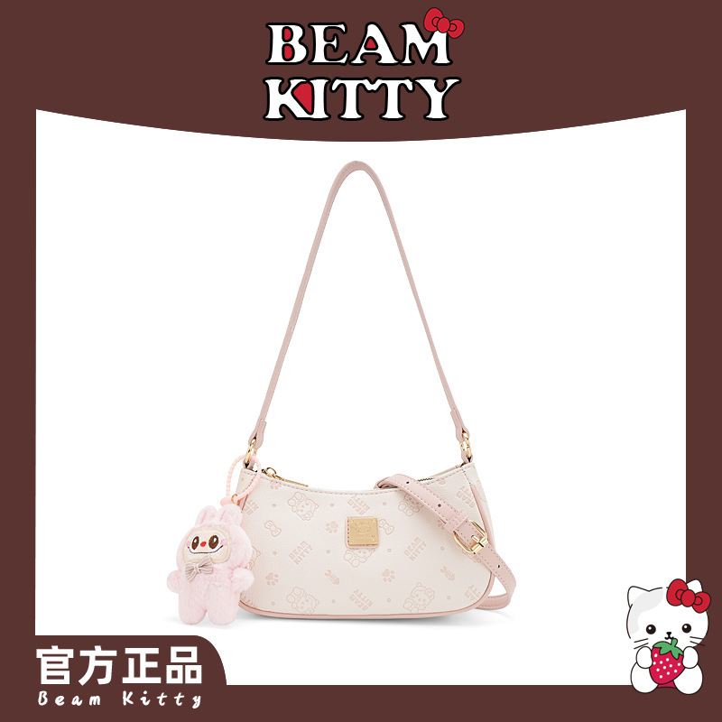 Official Beamkitty2026 Dumpling Bag Simple Korean Style Embossed Shoulder Bag High-End Commuter Mlb Crossbody Bag