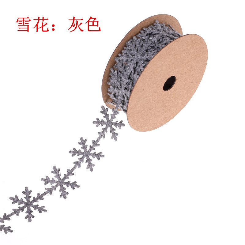 Fuente de la fábrica deja ultrasónico en relieve cinta no tejida encaje copo de nieve hojas de Navidad Correa decorativa ancho