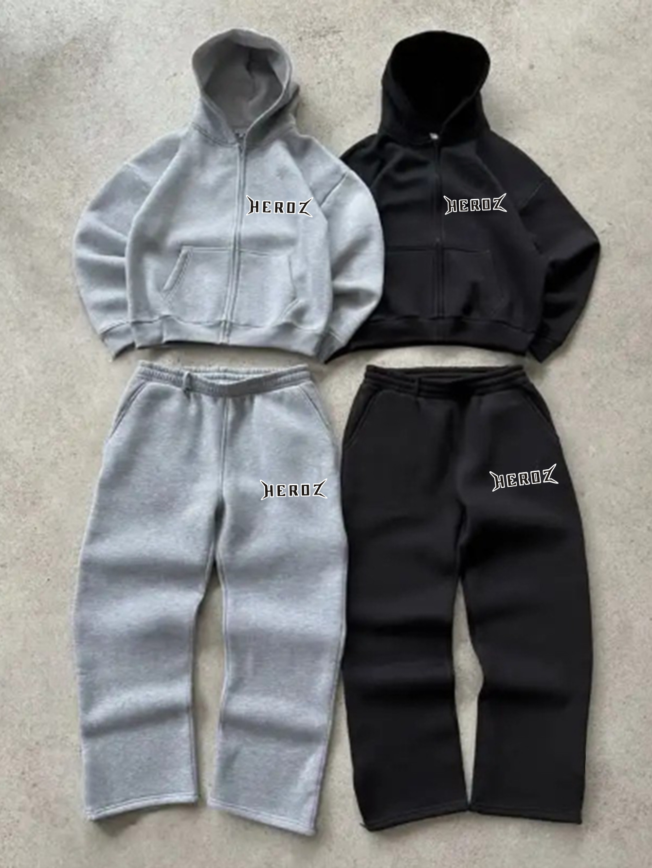Herr sportset med huva och bokstavstryck höst vinter set_voghion.com