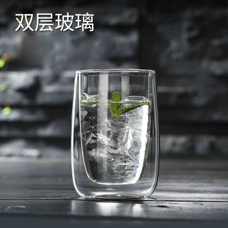 Vidrio borosilicato de doble capa de jugo de leche taza de bebida de vidrio transparente con aislamiento de agua taza de café de doble capa