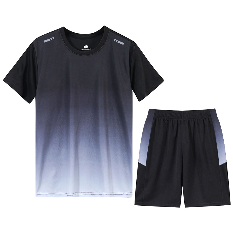 Verano hombre rápido seco deportivo conjunto de moda hombre manga corta camiseta suelta pantalones cortos de gimnasio ropa de entrenamiento para correr