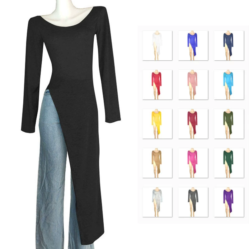 2025 Трансграничная мода AliExpress Женская уличная одежда Круглый вырез Длинный рукав Персонализированное платье с асимметричным кроем Готово для оптовой продажи