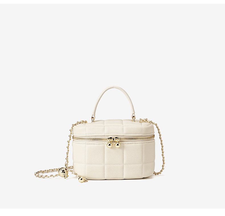 Elegante borsa a scatola in pelle trapuntata con tracolla a catena - Versatile borsa a tracolla e a spalla per donna_voghion.com