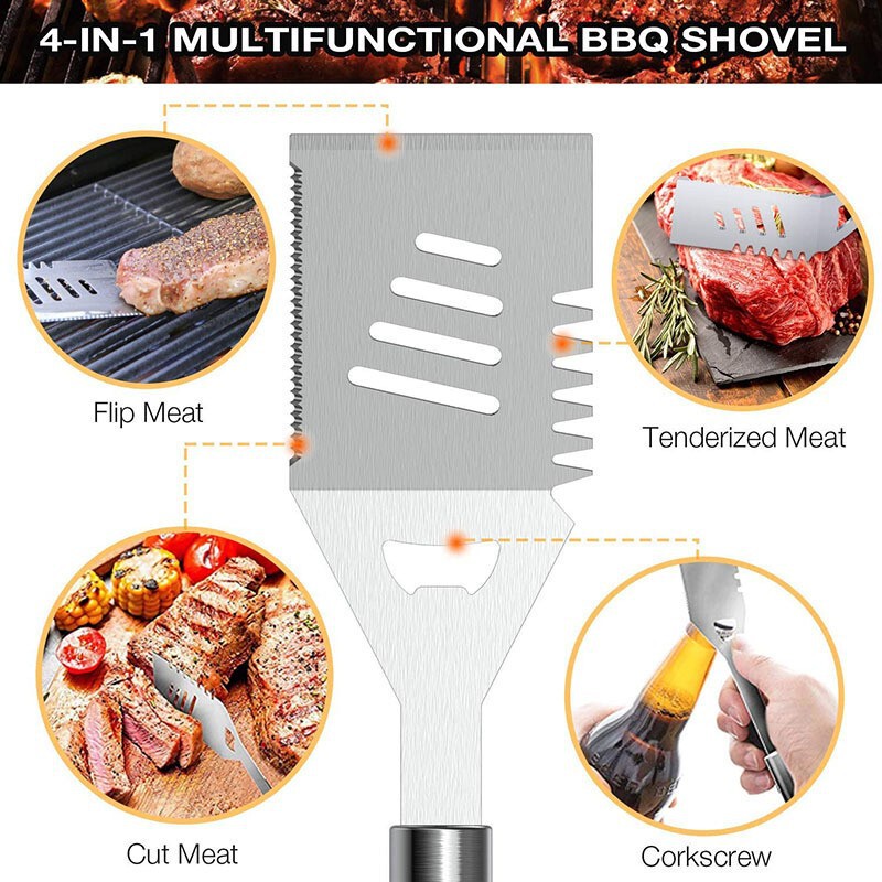 ステンレス鋼グリルツール 10 点セット BBQ バーベキューツールセット布バッグ屋外家庭用グリルフォークスパチュラクリップ|undefined