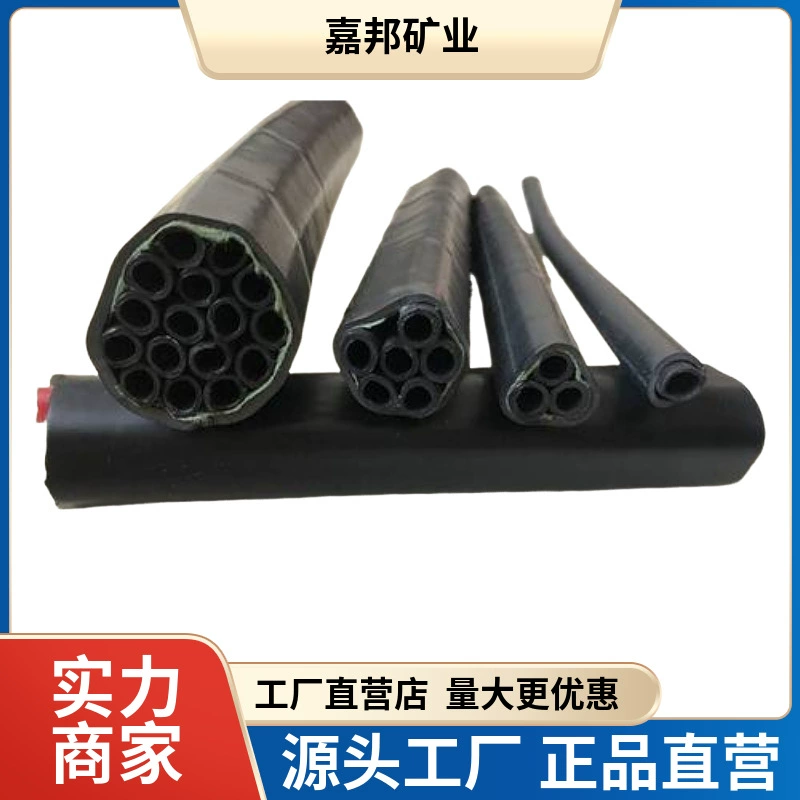 Полиэтиленовая трубка PE-ZKW12мм для горной промышленности, упакованная в паллеты из древесины с этикетками для удобной резки.