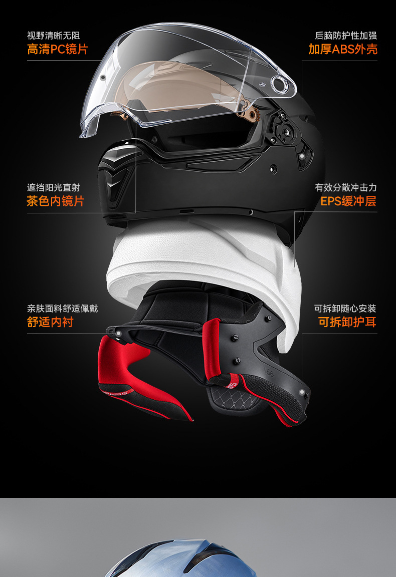 RNG New National Standard Motorcycle Helmet Full-Face Helmet for Men and Women with Dual Visors, Ventilation, Sun Protection, and Tail Light for Electric Vehicles