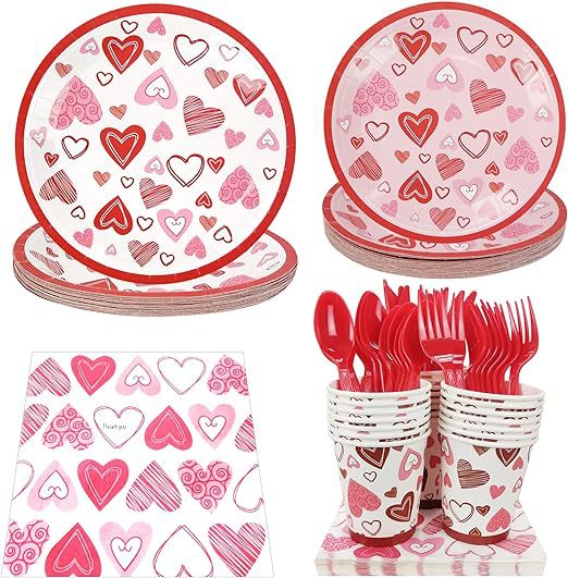 Valentine's Day Sweet Pastoral Heart Shape Paper Family Gathering Party Festival Tableware display picture 5