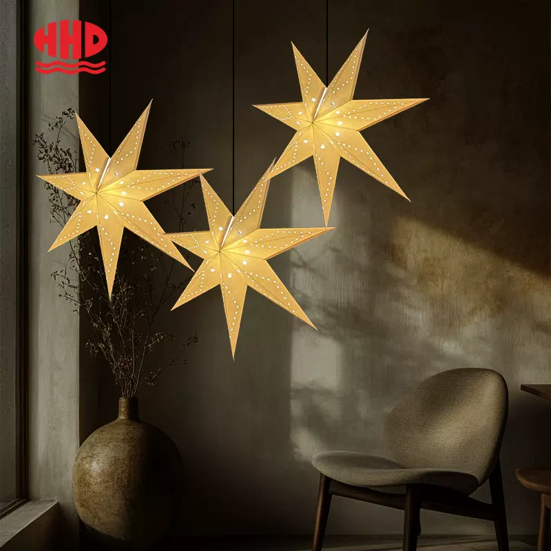 星星灯吊灯现代简约卧室客厅七角星星灯罩商场酒吧会展创意装饰