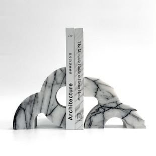 Modern Light Luxury Quiet Style Marble Bookend Ornaments Model Room Decorative Art Abstract Geometric Sculpture Bookend