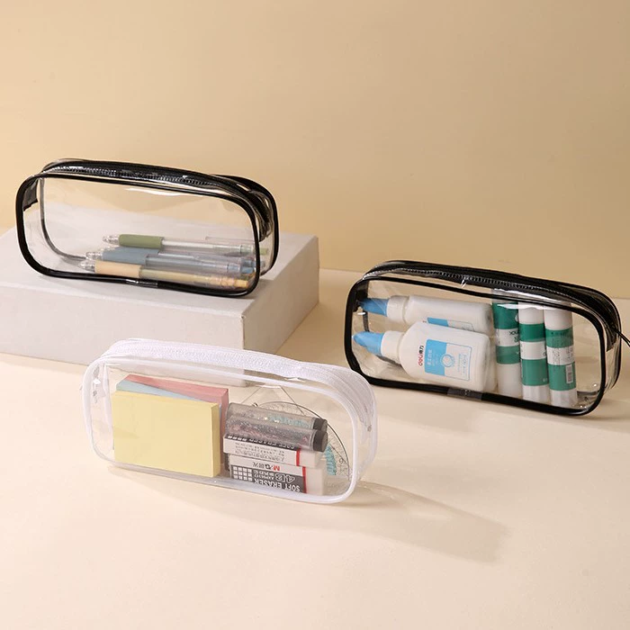 Handheld cosmetic bag PVC, capacious waterproof storage bag with zipper, increased thickness