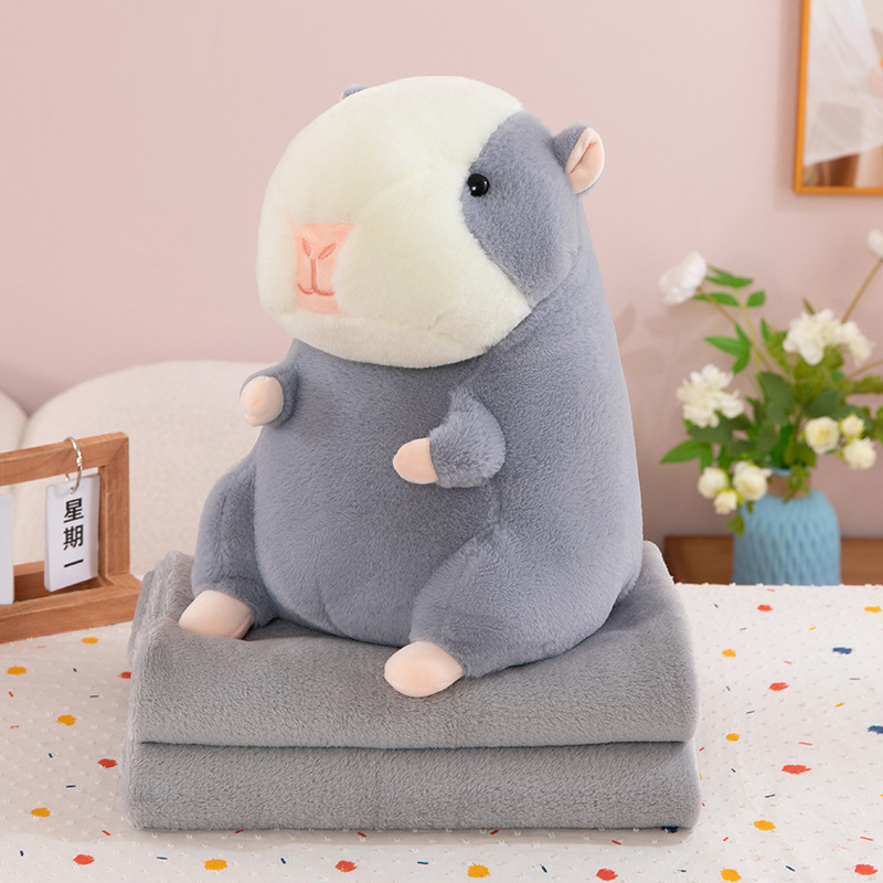 Lindo hamster almohada para la siesta edredón almohada para coche edredón cojín de doble uso edredón almohada grande manta de aire acondicionado de lana de coral